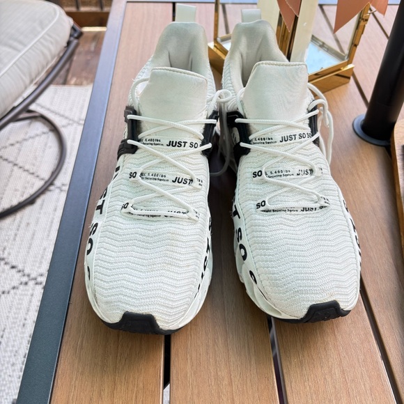 White Sneakers with Black Text Design - Picture 3 of 10